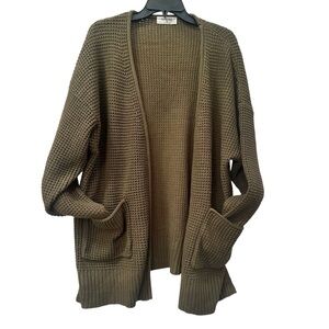 Zenana Waffle Knit Army Green Cardigan Sweater size 2X